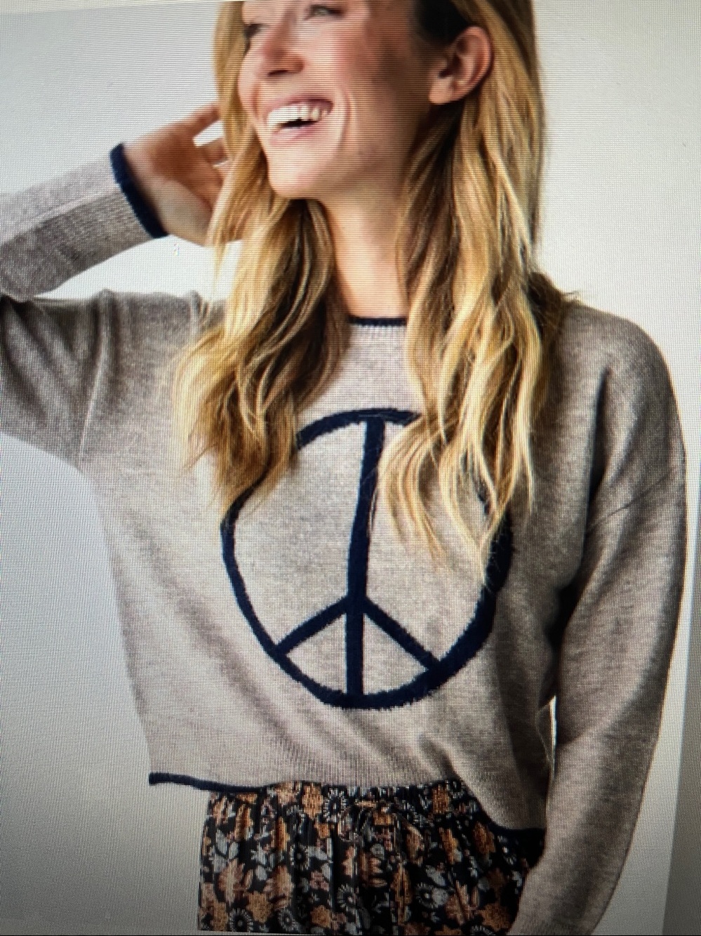 Natural Life Intarsia Icon Peace Sign Sweater Size XS